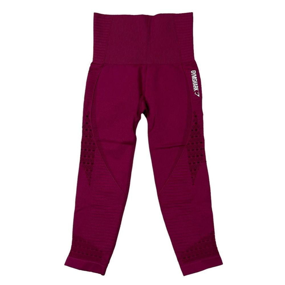 Gymshark Energy‎ Seamless Crop Leggings Maroon Red High Waisted Size XS